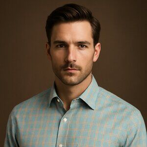 Alan Flusser Blue Plaid Long Sleeve Button-Down Shirt – Size Large